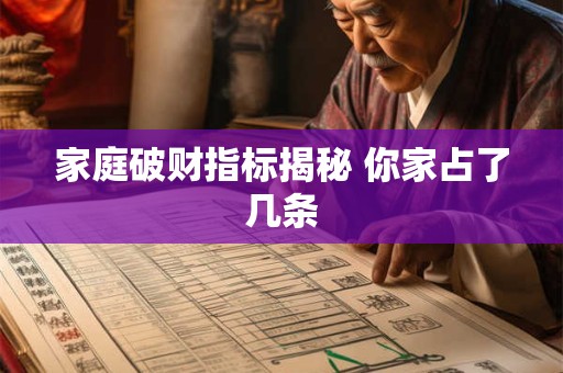 家庭破财指标揭秘 你家占了几条