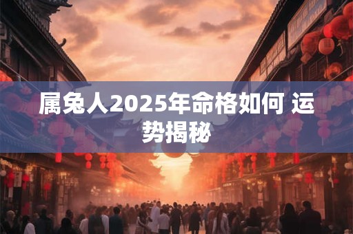 属兔人2025年命格如何 运势揭秘