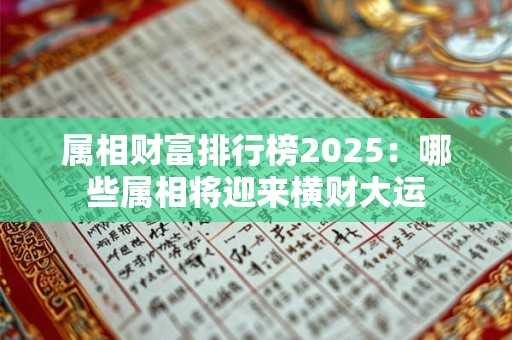属相财富排行榜2025：哪些属相将迎来横财大运