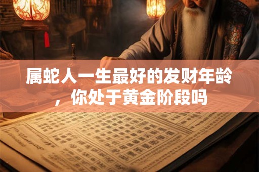 属蛇人一生最好的发财年龄，你处于黄金阶段吗