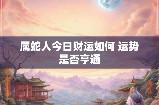 属蛇人今日财运如何 运势是否亨通