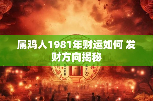 属鸡人1981年财运如何 发财方向揭秘
