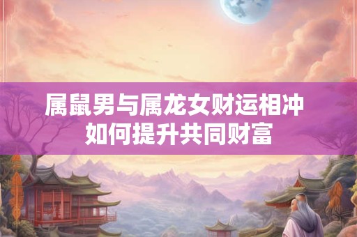 属鼠男与属龙女财运相冲 如何提升共同财富