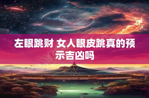 左眼跳财 女人眼皮跳真的预示吉凶吗