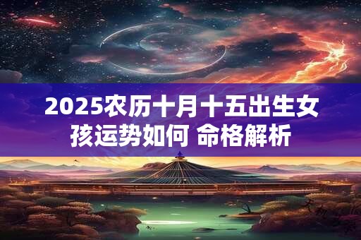 2025农历十月十五出生女孩运势如何 命格解析