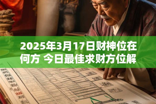 详细阅读:2025年3月17日财神位在何方 今日最佳求财方位解析 2025年3月17日财神位在何方 今日最佳求财方位解析