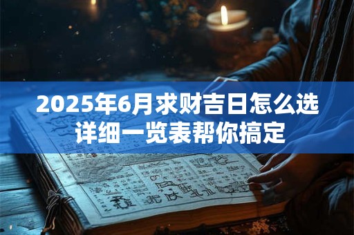 2025年6月求财吉日怎么选 详细一览表帮你搞定