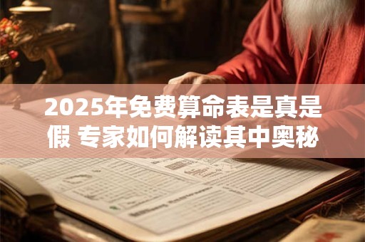 2025年免费算命表是真是假 专家如何解读其中奥秘