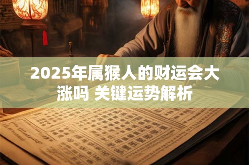 详细阅读:2025年属猴人的财运会大涨吗 关键运势解析 2025年属猴人的财运会大涨吗 关键运势解析