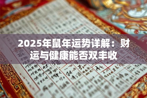 2025年鼠生肖财运吉凶 正财偏财哪个更旺