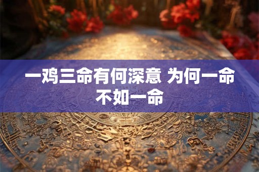 一鸡三命有什么讲究 为何一命不如一命