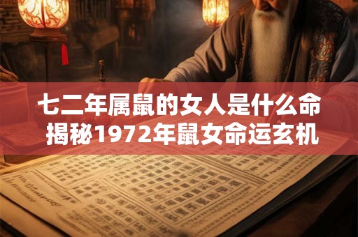 七二年属鼠的女人是什么命 揭秘1972年鼠女命运玄机