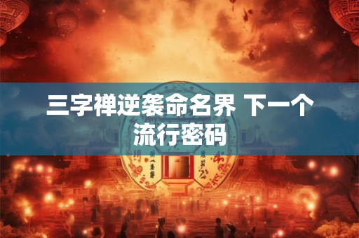 三字禅逆袭命名界 下一个流行密码