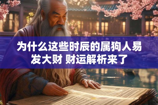 为什么这些时辰的属狗人易发大财 财运解析来了