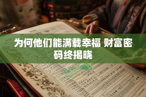 为何他们能满载幸福 财富密码终揭晓