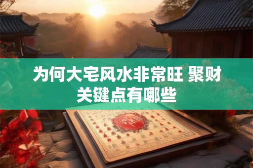 为何大宅风水非常旺 聚财关键点有哪些