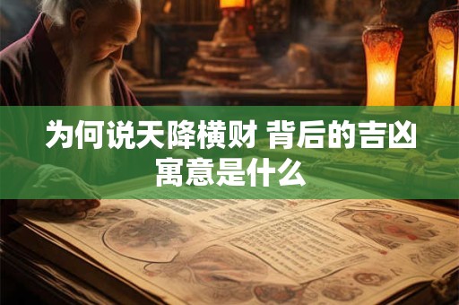 为何说天降横财 背后的吉凶寓意是什么