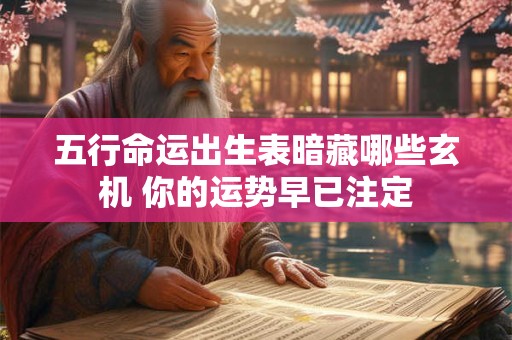 五行命运出生表暗藏哪些玄机 你的运势早已注定