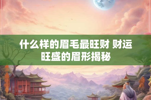 什么样的眉毛最旺财 财运旺盛的眉形揭秘