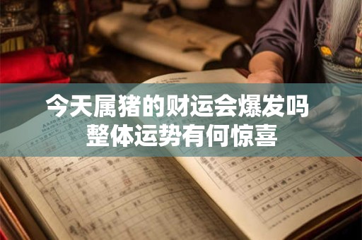 今天属猪的财运会爆发吗 整体运势有何惊喜