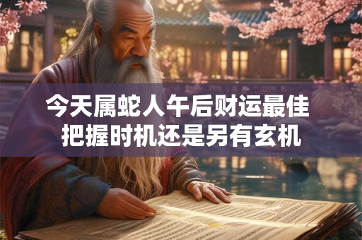 今天属蛇人午后财运最佳 把握时机还是另有玄机