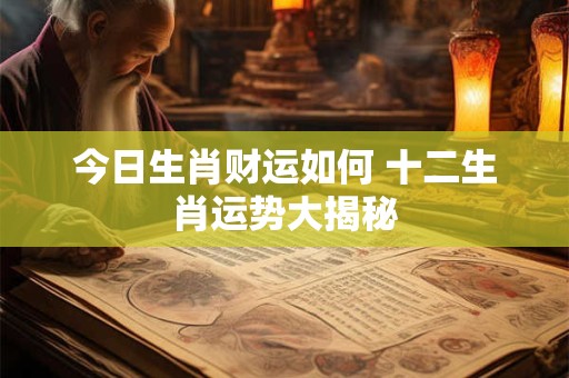 今日生肖财运如何 十二生肖运势大揭秘