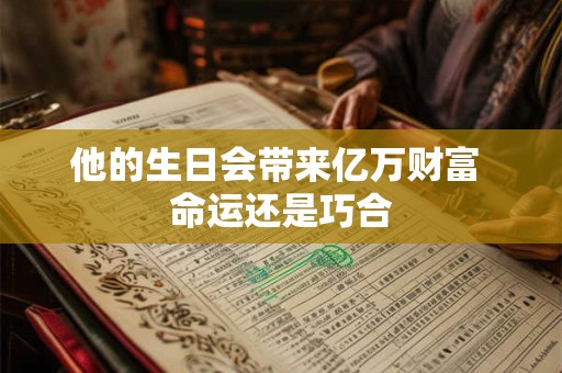 他的生日会带来亿万财富 命运还是巧合