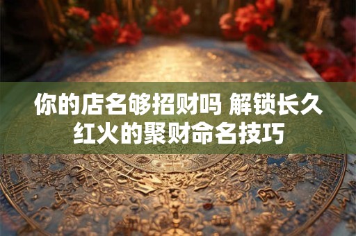 你的店名够招财吗 解锁长久红火的聚财命名技巧