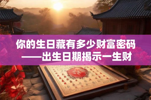 你的生日藏有多少财富密码 ——出生日期揭示一生财运玄机 你的生日藏有多少财富密码 ——出生日期揭示一生财运玄机