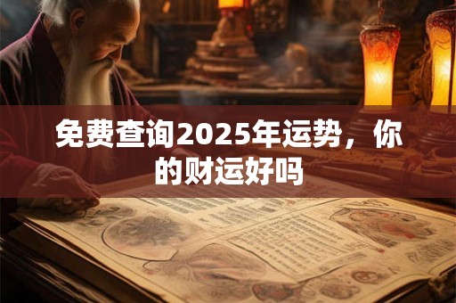 详细阅读:免费查询2025年运势,你的财运好吗 免费查询2025年运势,你的财运好吗