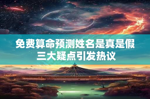 免费算命预测姓名是真是假 三大疑点引发热议