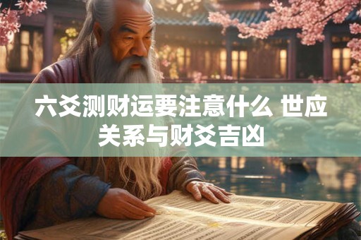 六爻测财运要注意什么 世应关系与财爻吉凶