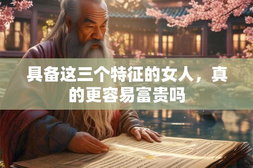 具备这三个特征的女人，真的更容易富贵吗