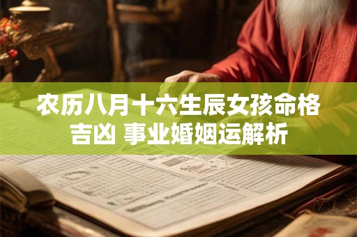 农历八月十六生辰女孩命格吉凶 事业婚姻运解析