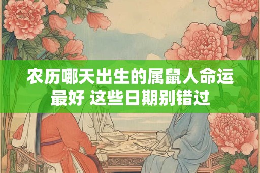 农历哪天出生的属鼠人命运最好 这些日期别错过