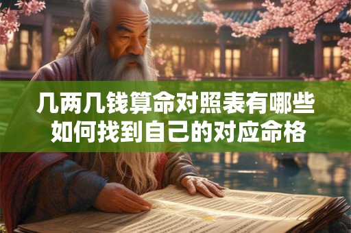 几两几钱算命对照表有哪些 如何找到自己的对应命格