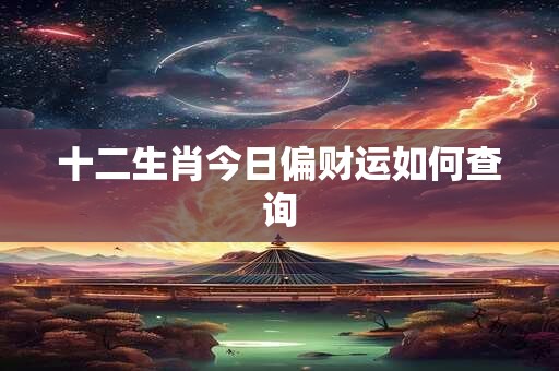 十二生肖今日偏财运如何查询