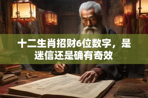 十二生肖招财6位数字，是迷信还是确有奇效