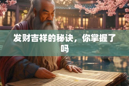 发财吉祥的秘诀，你掌握了吗