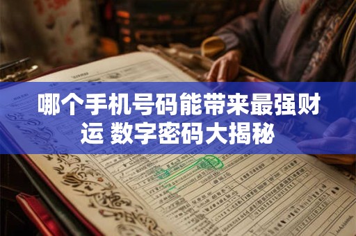哪个手机号码能带来最强财运 数字密码大揭秘