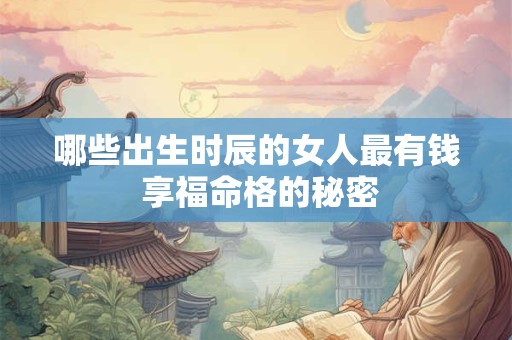 哪些出生时辰的女人最有钱 享福命格的秘密