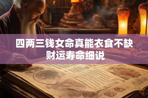 四两三钱女命真能衣食不缺 财运寿命细说