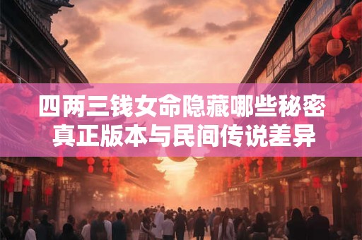 四两三钱女命隐藏哪些秘密 真正版本与民间传说差异大吗