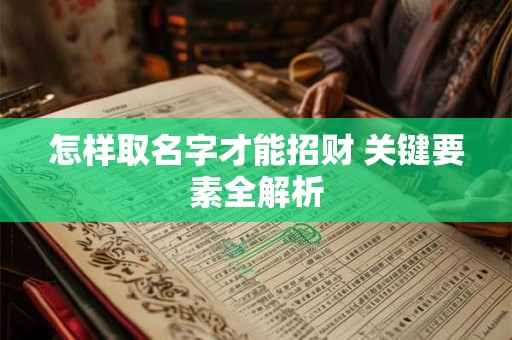 怎样取名字才能招财 关键要素全解析