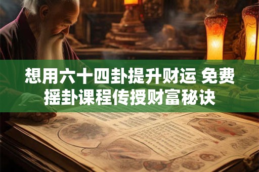 想用六十四卦提升财运 免费摇卦课程传授财富秘诀