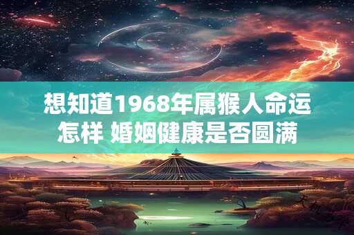 想知道1968年属猴人命运怎样 婚姻健康是否圆满