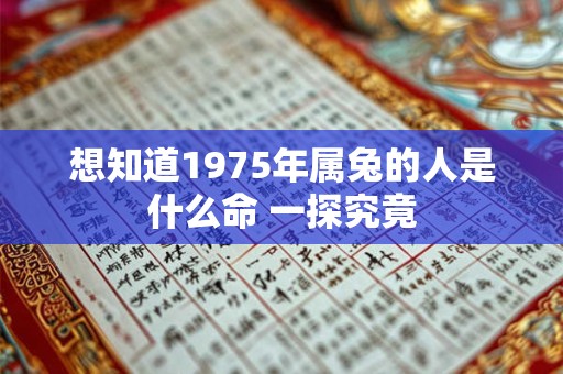 想知道1975年属兔的人是什么命 一探究竟