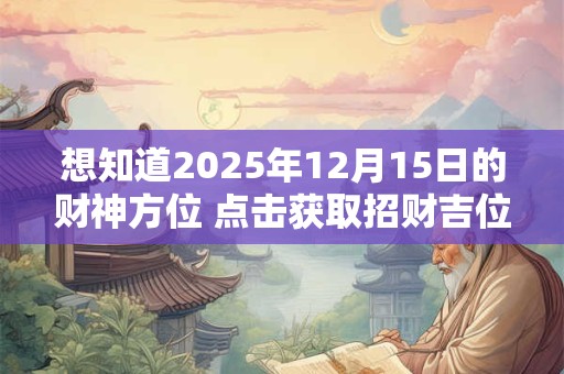 想知道2025年12月15日的财神方位 点击获取招财吉位