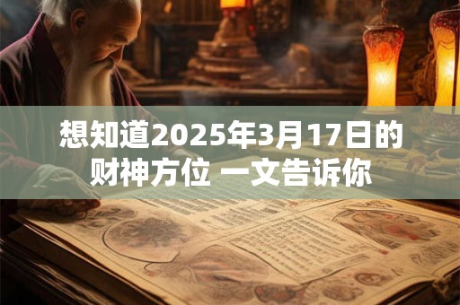 想知道2025年3月17日的财神方位 一文告诉你