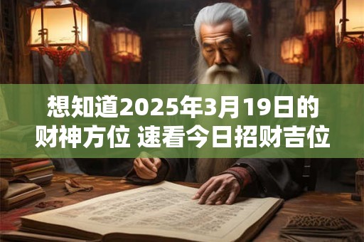 详细阅读:想知道2025年3月19日的财神方位 速看今日招财吉位 想知道2025年3月19日的财神方位 速看今日招财吉位